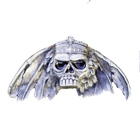 Grtelschnalle Totenkopf mit Federn